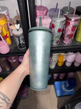 Starbucks Matte Sage Green Textured Stainless Tumbler with Straw